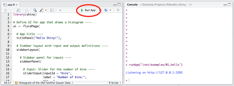 Rstudio中运行shiny app